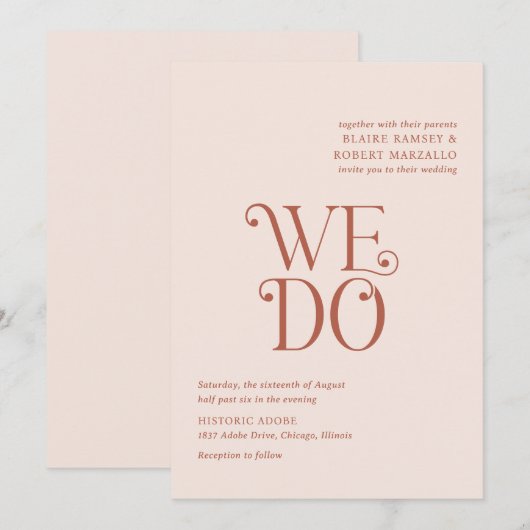 Blaire Neutral Modern Wedding Einladung (Vorne/Hinten)