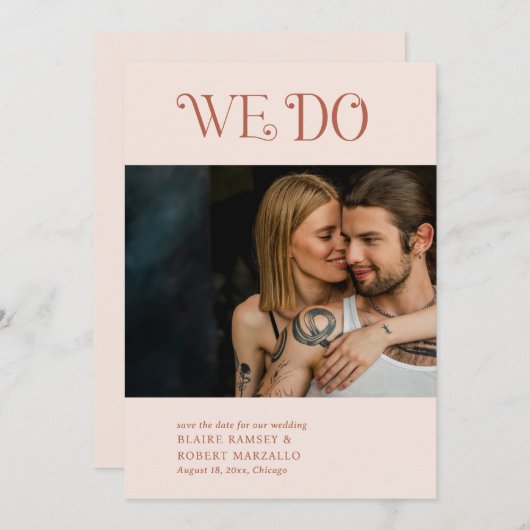 Blaire Neutral Modern Wedding Save The Date (Vorne/Hinten)