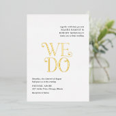 Blaire Schwarz-weiß Moderne Hochzeit Folieneinladung (Stehend vorne)