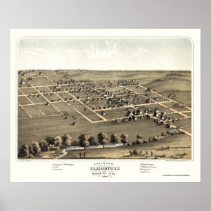Blairstown, IA panoramische Karte - 1868 Poster