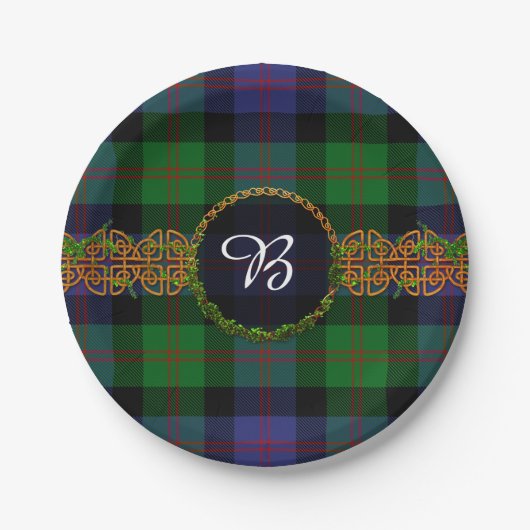 BlairTartan und -monogramm Pappteller (Vorderseite)