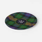 BlairTartan und -monogramm Pappteller (Schrägansicht)