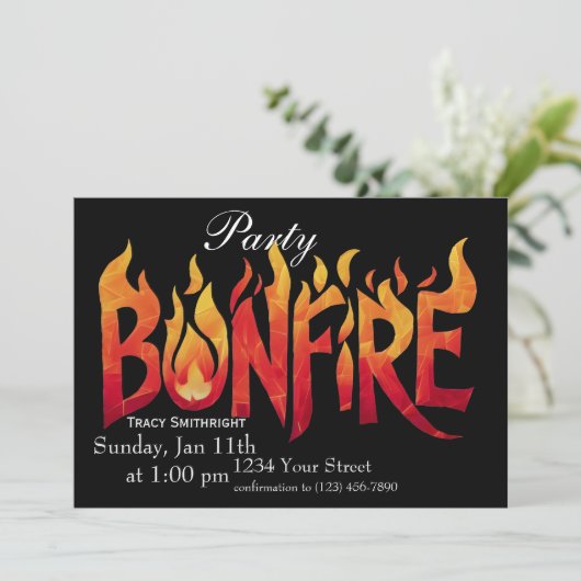 Blaise Bonfire Wortart Einladung (Stehend Vorderseite)