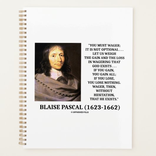 Blaise Pascal Gain Loss Wetten Gott existiert Zita Planer (Vorderseite)