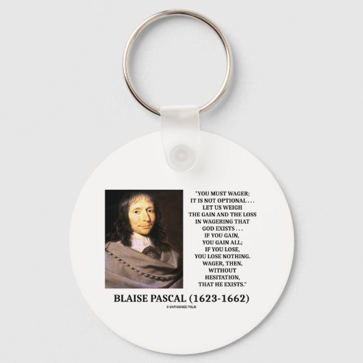 Blaise Pascal Gain Loss Wetten Gott existiert Zita Schlüsselanhänger (Rückseite)