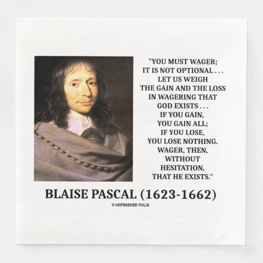 Blaise Pascal Gain Loss Wetten Gott existiert Zita Serviette (Vorderseite)