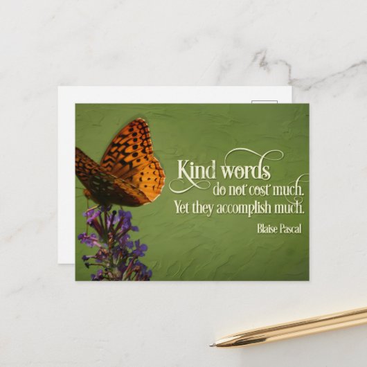 Blaise Pascal Inspiration Zitat "Kind Worte" Postkarte (Vorderseite/Rückseite Beispiel)