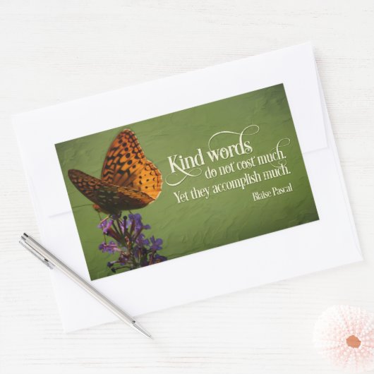 Blaise Pascal Inspiration Zitat "Kind Worte" Rechteckiger Aufkleber (Umschlag)