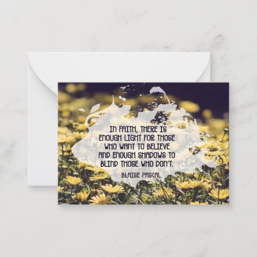 Blaise Pascal inspirierendes Zitat "Im Glauben" Mitteilungskarte (Vorderseite)