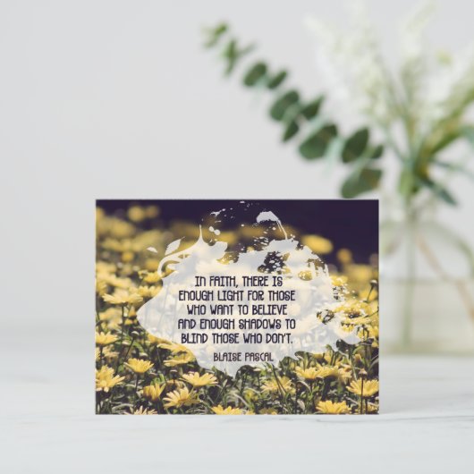 Blaise Pascal inspirierendes Zitat "Im Glauben" Postkarte (Stehend Vorderseite)