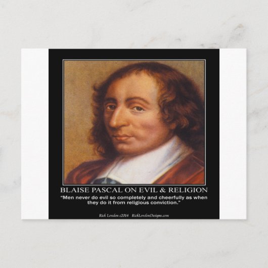 Blaise Pascal Religious Evil Zitat Postkarte (Vorderseite)