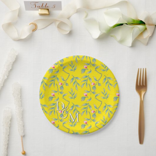 Blaise Yellow Floral Paper Teller (Hochzeit)