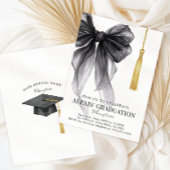 Blak Coquette Bow Graduation Hat Class of 2026 Einladung