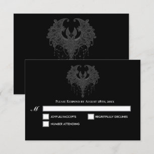 Blak Gothic Halloween Hochzeit RSVP Karte