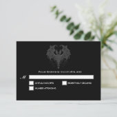 Blak Gothic Halloween Wedding RSVP Card Karte (Stehend Vorderseite)