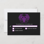 Blak purple Gothic Halloween Wedding RSVP Card Karte (Vorderseite)