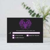 Blak purple Gothic Halloween Wedding RSVP Card Karte (Stehend Vorderseite)