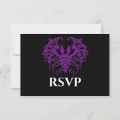 Blak purple Gothic Halloween Wedding RSVP Card Karte (Rückseite)