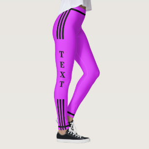 Blak Side Stripe Lila Leggings Benutzerdefinierte