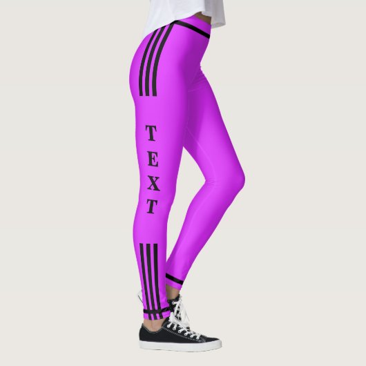 Blak Side Stripe Lila Leggings Benutzerdefinierte (Rechts)
