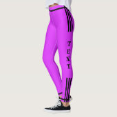 Blak Side Stripe Lila Leggings Benutzerdefinierte (Links)