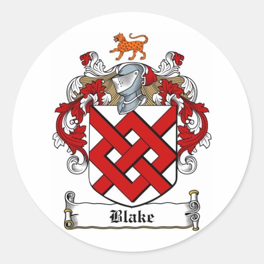 BLAKE-FAMILIENWAPPEN - WALDBUCH RUNDER AUFKLEBER (Vorderseite)