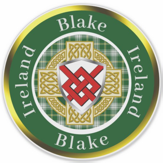 Blake Irish Shield & Celtic Cross Personalisiert Aufkleber (Vorderseite)