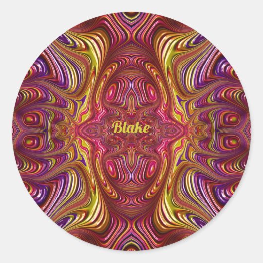 BLAKE ~ mehrfarbiges Fraktal Design ~ Runder Aufkleber (Vorderseite)