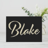 Blake Name white gold Handwriting Karte (Stehend Vorderseite)