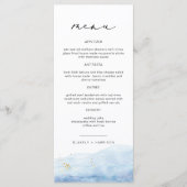 BLAKELY Dusty Blue Watercolor Beach Wedding Menu Menükarte (Vorderseite)