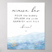 BLAKELY Dusty Blue Watercolor Gold Mimosa Bar Poster (Vorne)