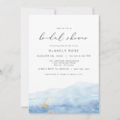 BLAKELY Ocean Blue Watercolor Gold Brautparty Einladung (Vorderseite)