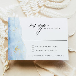 BLAKELY Sky Blue Watercolor Gold RSVP Card Einladung
