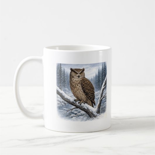Blakiston’s Fish Owl in Winter Forest –  Kaffeetasse (Links)