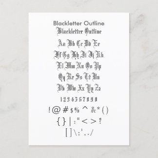 Blakkletter-Kontur - Zazzle-Schriftart-Mustervorla Postkarte