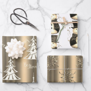 Blale Bronze und Gold Weihnachten Geschenkpapier Set