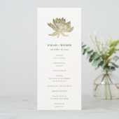 Blale Gold White Lotus Floral Wedding Program Einladung (Stehend Vorderseite)