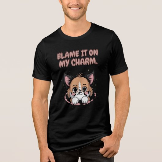 Blame It On My Charm Puppy Tri-Blend Shirt (Vorderseite)