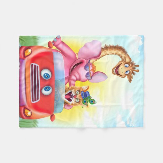 Blamket Funny Animals Fleecedecke (Vorderseite (Horizontal))