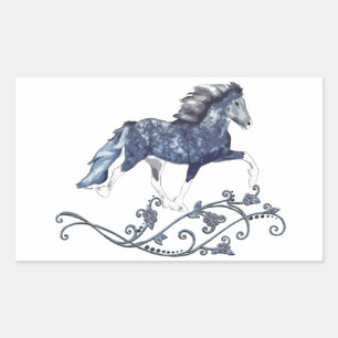 Blámóða Blue Isländisch Horse Rechteckiger Aufkleber