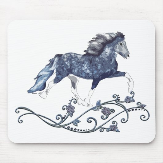 Blámóða Delft Blue Icelandic Horse Mousepad (Vorne)