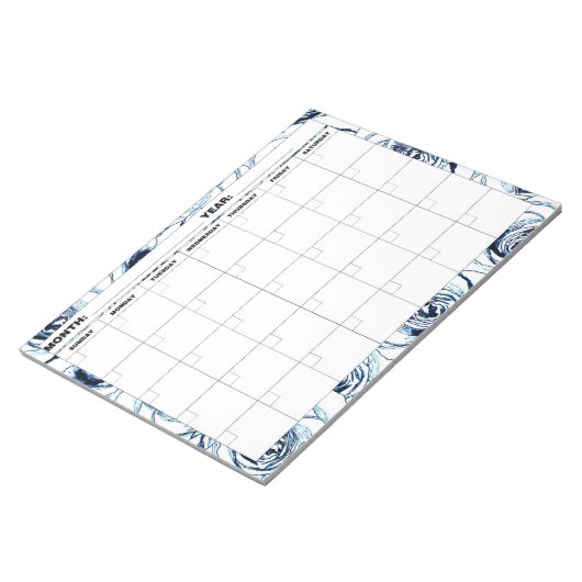 Blanc Blue Rose Blankkalender Notizblock (angewinkelt)