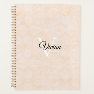 Blanc Cream Batik Elegante Monogram Name Planner Planer