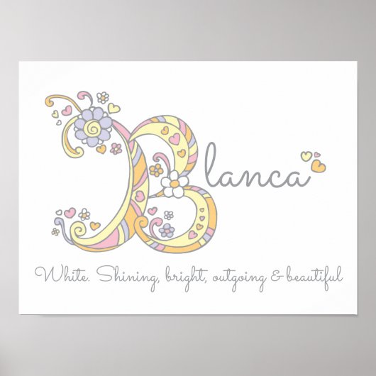 Blanca B initiale Kritzelkunst Name Bedeutung Poster (Vorne)