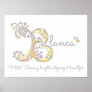 Blanca B initiale Kritzelkunst Namensbedeutung Poster