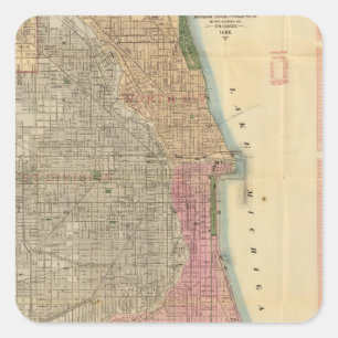 Blanchard-Führerplan von Chicago Quadratischer Aufkleber