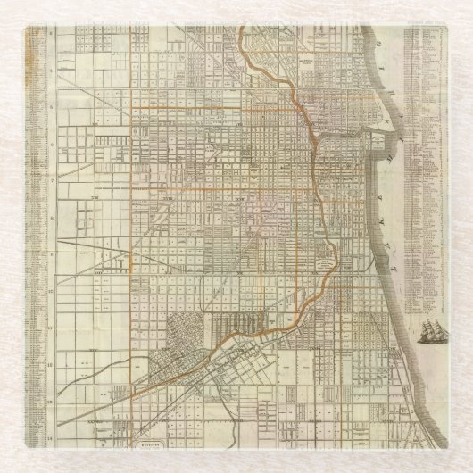 Blanchards Führerkarte von Chicago 2 Glasuntersetzer (Vorderseite)