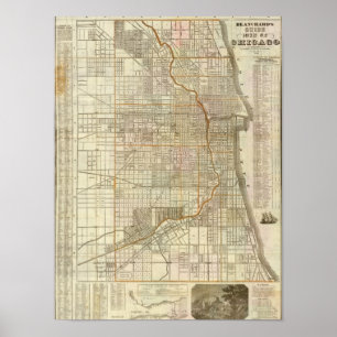 Blanchards Führerkarte von Chicago Poster