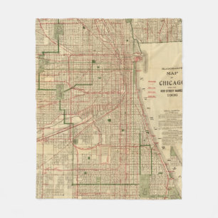 Blanchards Karte von Chicago Fleecedecke