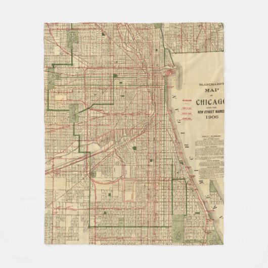 Blanchards Karte von Chicago Fleecedecke (Vorderseite)